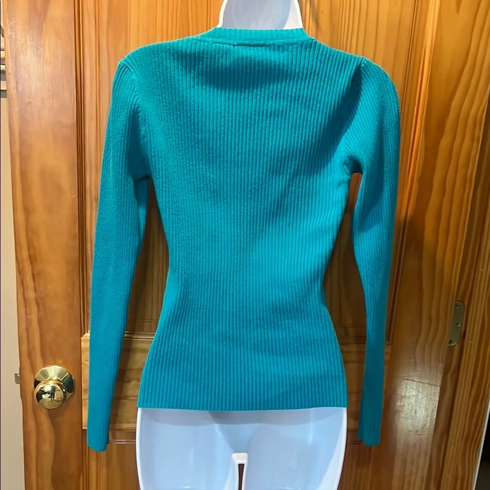 Joyce Leslie Teal Ribbed Sweater - Picture 5 of 6